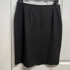 Vintage Evan Picone Dark Gray Worsted Wool High Rise Slit Pencil Skirt Size 14